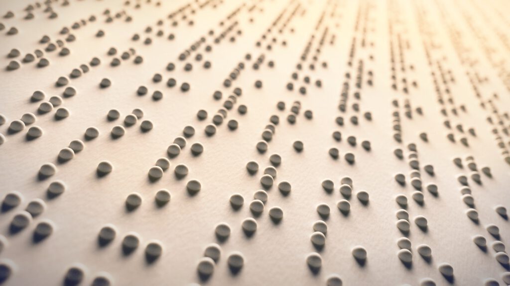 Rendering eines Blattes in Braille-Schrift